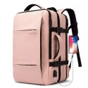 Bange Plecak podróżny Bange BackPack biznesowy plecak rozszerzalny Torba pojemna do laptopa 17.3" z portem USB Różowy
