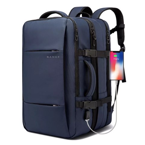 Bange Plecak wodoodporny Bange na laptopa 15.6" miejski podróżny 47x31x15-25 cm do pracy samolotu męski damski z portem USB Granatowy Bange Plecak wodoodporny Bange na laptopa 15.6" miejski podróżny 47x31x15-25 cm do pracy samolotu męski damski z portem USB Granatowy