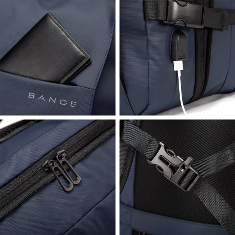 Bange Plecak wodoodporny Bange na laptopa 15.6" miejski podróżny 47x31x15-25 cm do pracy samolotu męski damski z portem USB Granatowy Bange Plecak wodoodporny Bange na laptopa 15.6" miejski podróżny 47x31x15-25 cm do pracy samolotu męski damski z portem USB Granatowy