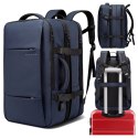Bange Plecak wodoodporny Bange na laptopa 15.6" miejski podróżny 47x31x15-25 cm do pracy samolotu męski damski z portem USB Granatowy