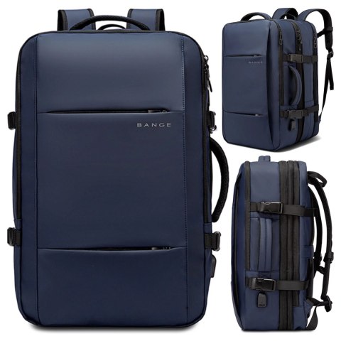 Bange Plecak wodoodporny Bange na laptopa 15.6" miejski podróżny 47x31x15-25 cm do pracy samolotu męski damski z portem USB Granatowy Bange Plecak wodoodporny Bange na laptopa 15.6" miejski podróżny 47x31x15-25 cm do pracy samolotu męski damski z portem USB Granatowy