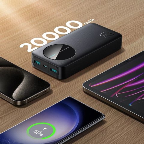 Joyroom Powerbank Joyroom 20000mAh 2.4A 2x USB-A 1x USB-C - czarny Joyroom Powerbank Joyroom 20000mAh 2.4A 2x USB-A 1x USB-C - czarny