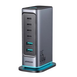 Joyroom Wieloportowa ładowarka Joyroom 65W GaN, 4x USB-C, 2x USB-A, ciemnoszara