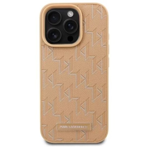 Karl Lagerfeld Etui Karl Lagerfeld do iPhone 16 Pro 6.3" Beżowy MagSafe Hardcase Leather Monogram Metal Logo Karl Lagerfeld Etui Karl Lagerfeld do iPhone 16 Pro 6.3" Beżowy MagSafe Hardcase Leather Monogram Metal Logo