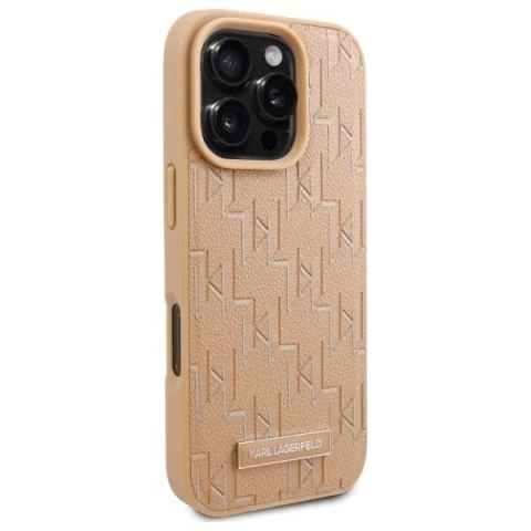 Karl Lagerfeld Etui Karl Lagerfeld do iPhone 16 Pro 6.3" Beżowy MagSafe Hardcase Leather Monogram Metal Logo Karl Lagerfeld Etui Karl Lagerfeld do iPhone 16 Pro 6.3" Beżowy MagSafe Hardcase Leather Monogram Metal Logo