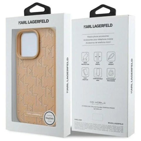 Karl Lagerfeld Etui Karl Lagerfeld do iPhone 16 Pro 6.3" Beżowy MagSafe Hardcase Leather Monogram Metal Logo Karl Lagerfeld Etui Karl Lagerfeld do iPhone 16 Pro 6.3" Beżowy MagSafe Hardcase Leather Monogram Metal Logo