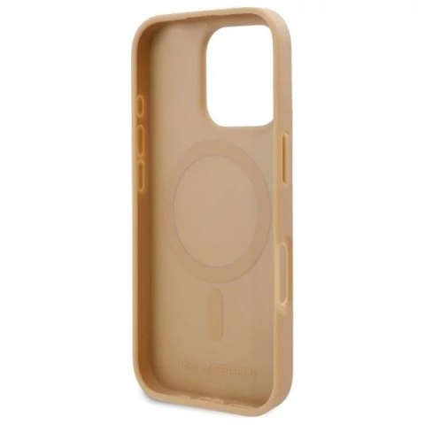 Karl Lagerfeld Etui Karl Lagerfeld do iPhone 16 Pro 6.3" Beżowy MagSafe Hardcase Leather Monogram Metal Logo Karl Lagerfeld Etui Karl Lagerfeld do iPhone 16 Pro 6.3" Beżowy MagSafe Hardcase Leather Monogram Metal Logo