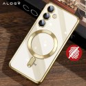 Alogy Etui do Samsung Galaxy S24 FE Alogy LuxeShield™️ Glamour Luxury Ring obudowa do MagSafe z osłoną aparatów Złote