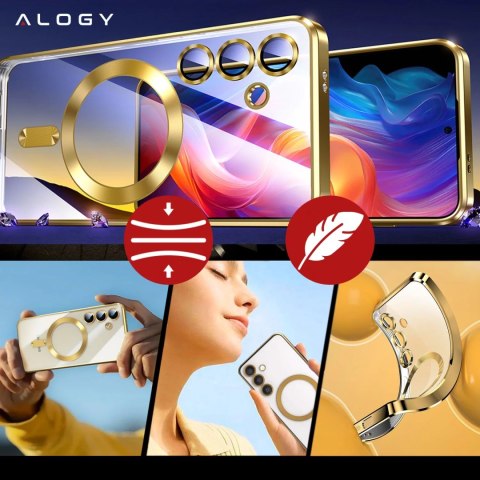 Alogy Etui do Samsung Galaxy S24 FE Alogy LuxeShield™️ Glamour Luxury Ring obudowa do MagSafe z osłoną aparatów Złote Alogy Etui do Samsung Galaxy S24 FE Alogy LuxeShield™️ Glamour Luxury Ring obudowa do MagSafe z osłoną aparatów Złote