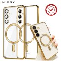Alogy Etui do Samsung Galaxy S24 FE Alogy LuxeShield™️ Glamour Luxury Ring obudowa do MagSafe z osłoną aparatów Złote