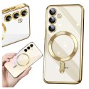 Alogy Etui do Samsung Galaxy S24 FE Alogy LuxeShield™️ Glamour Luxury Ring obudowa do MagSafe z osłoną aparatów Złote