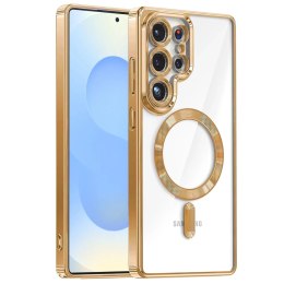 Alogy Etui do Samsung Galaxy S25 Ultra Alogy LuxeShield™️ Glamour Luxury Ring obudowa z osłoną aparatów Złote