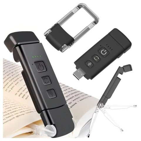 Alogy Lampka LED do czytania Alogy Clip Lamp Lampa z klipsem do książki ładowana Czarna Alogy Lampka LED do czytania Alogy Clip Lamp Lampa z klipsem do książki ładowana Czarna