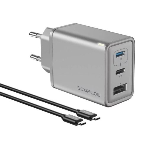 EcoFlow Ładowarka Sieciowa EcoFlow RAPID GaN 65W 2x USB-C USB-A z Kablem 100W EcoFlow Ładowarka Sieciowa EcoFlow RAPID GaN 65W 2x USB-C USB-A z Kablem 100W