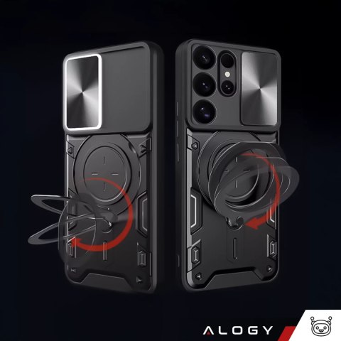 Alogy Etui do Samsung Galaxy S25 Ultra pancerne Slide Case Ring obudowa ochrona aparatu Alogy CamGuard Pro czarne Alogy Etui do Samsung Galaxy S25 Ultra pancerne Slide Case Ring obudowa ochrona aparatu Alogy CamGuard Pro czarne