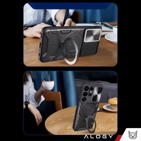 Alogy Etui do Samsung Galaxy S25 Ultra pancerne Slide Case Ring obudowa ochrona aparatu Alogy CamGuard Pro czarne Alogy Etui do Samsung Galaxy S25 Ultra pancerne Slide Case Ring obudowa ochrona aparatu Alogy CamGuard Pro czarne