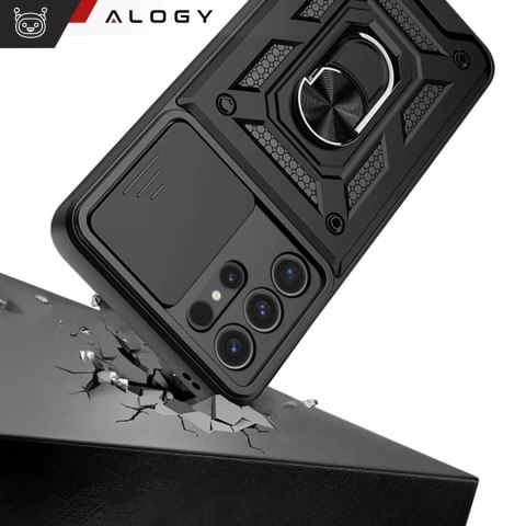 Alogy Etui do Samsung Galaxy S25 Ultra pancerne Slide Case Ring obudowa ochrona aparatu Camshield Alogy czarne Alogy Etui do Samsung Galaxy S25 Ultra pancerne Slide Case Ring obudowa ochrona aparatu Camshield Alogy czarne