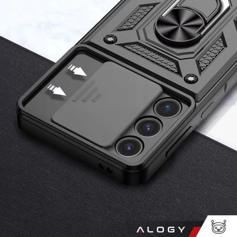 Alogy Etui do Samsung Galaxy S25 Ultra pancerne Slide Case Ring obudowa ochrona aparatu Camshield Alogy czarne Alogy Etui do Samsung Galaxy S25 Ultra pancerne Slide Case Ring obudowa ochrona aparatu Camshield Alogy czarne