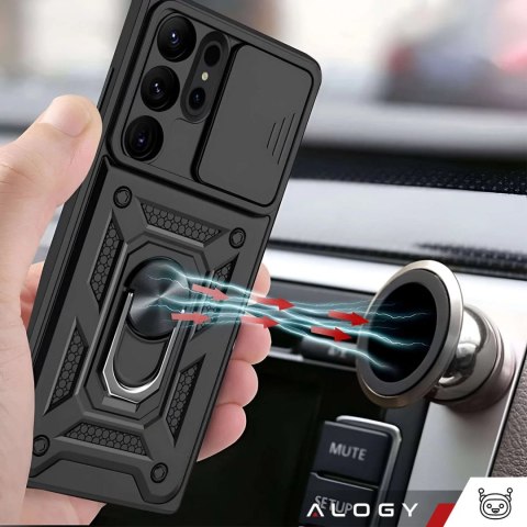 Alogy Etui do Samsung Galaxy S25 Ultra pancerne Slide Case Ring obudowa ochrona aparatu Camshield Alogy czarne Alogy Etui do Samsung Galaxy S25 Ultra pancerne Slide Case Ring obudowa ochrona aparatu Camshield Alogy czarne