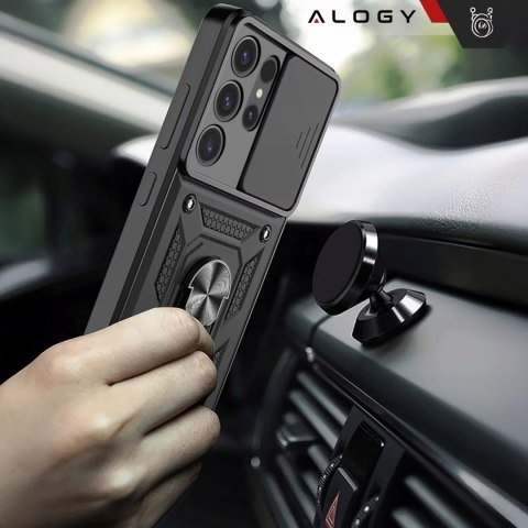 Alogy Etui do Samsung Galaxy S25 Ultra pancerne Slide Case Ring obudowa ochrona aparatu Camshield Alogy czarne Alogy Etui do Samsung Galaxy S25 Ultra pancerne Slide Case Ring obudowa ochrona aparatu Camshield Alogy czarne