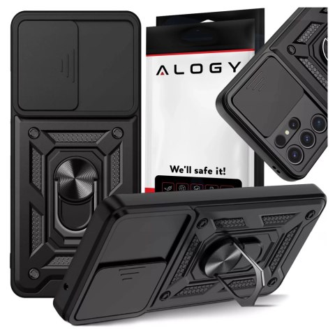 Alogy Etui do Samsung Galaxy S25 Ultra pancerne Slide Case Ring obudowa ochrona aparatu Camshield Alogy czarne Alogy Etui do Samsung Galaxy S25 Ultra pancerne Slide Case Ring obudowa ochrona aparatu Camshield Alogy czarne