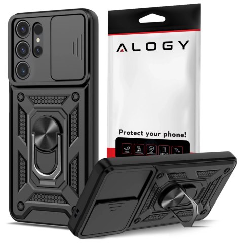 Alogy Etui do Samsung Galaxy S25 Ultra pancerne Slide Case Ring obudowa ochrona aparatu Camshield Alogy czarne Alogy Etui do Samsung Galaxy S25 Ultra pancerne Slide Case Ring obudowa ochrona aparatu Camshield Alogy czarne