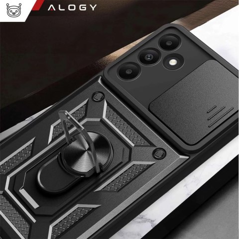 Alogy Etui do Samsung Galaxy S25 pancerne Slide Case Ring obudowa ochrona aparatu Camshield Alogy czarne Alogy Etui do Samsung Galaxy S25 pancerne Slide Case Ring obudowa ochrona aparatu Camshield Alogy czarne