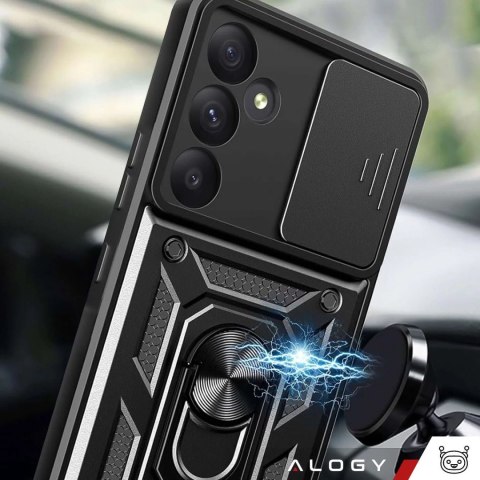Alogy Etui do Samsung Galaxy S25 pancerne Slide Case Ring obudowa ochrona aparatu Camshield Alogy czarne Alogy Etui do Samsung Galaxy S25 pancerne Slide Case Ring obudowa ochrona aparatu Camshield Alogy czarne