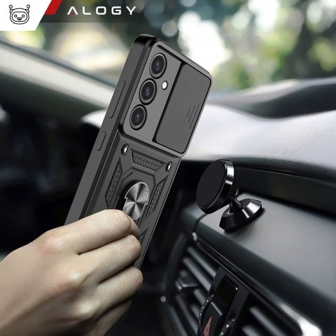 Alogy Etui do Samsung Galaxy S25 pancerne Slide Case Ring obudowa ochrona aparatu Camshield Alogy czarne Alogy Etui do Samsung Galaxy S25 pancerne Slide Case Ring obudowa ochrona aparatu Camshield Alogy czarne