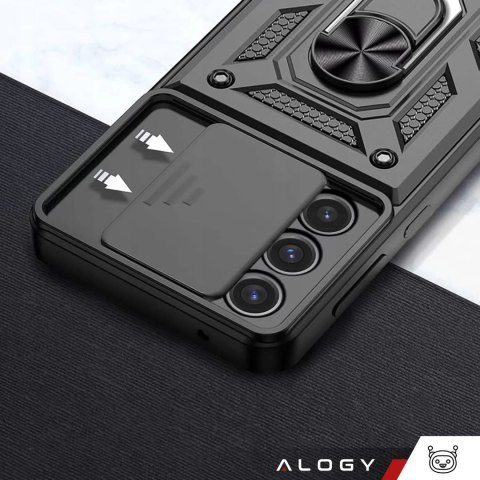 Alogy Etui do Samsung Galaxy S25 pancerne Slide Case Ring obudowa ochrona aparatu Camshield Alogy czarne Alogy Etui do Samsung Galaxy S25 pancerne Slide Case Ring obudowa ochrona aparatu Camshield Alogy czarne