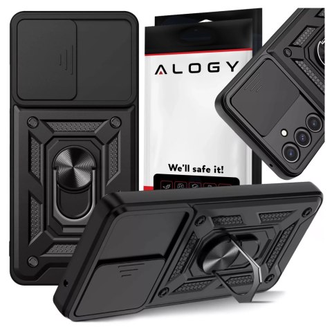 Alogy Etui do Samsung Galaxy S25 pancerne Slide Case Ring obudowa ochrona aparatu Camshield Alogy czarne Alogy Etui do Samsung Galaxy S25 pancerne Slide Case Ring obudowa ochrona aparatu Camshield Alogy czarne