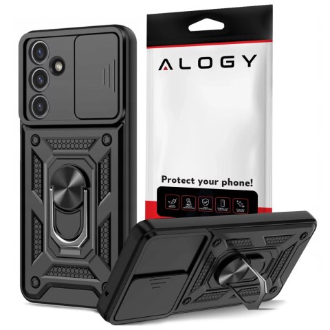 Alogy Etui do Samsung Galaxy S25 pancerne Slide Case Ring obudowa ochrona aparatu Camshield Alogy czarne Alogy Etui do Samsung Galaxy S25 pancerne Slide Case Ring obudowa ochrona aparatu Camshield Alogy czarne
