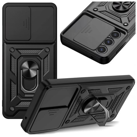 Alogy Etui do Samsung Galaxy S25 pancerne Slide Case Ring obudowa ochrona aparatu Camshield Alogy czarne Alogy Etui do Samsung Galaxy S25 pancerne Slide Case Ring obudowa ochrona aparatu Camshield Alogy czarne