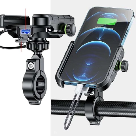 Kewig Uchwyt motocyklowy na telefon Kewig KWG-M8 z ładowarką QC 3.0 Kewig Uchwyt motocyklowy na telefon Kewig KWG-M8 z ładowarką QC 3.0