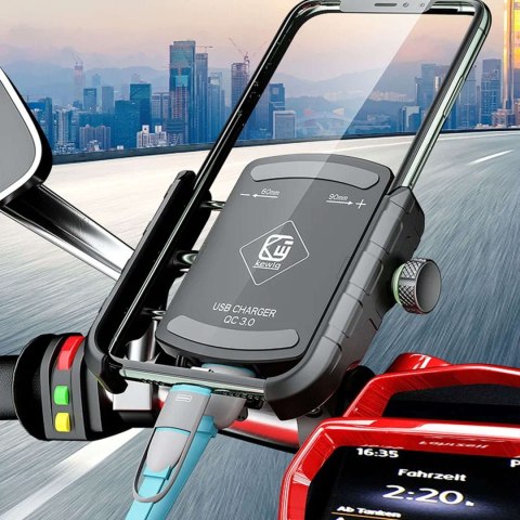 Kewig Uchwyt motocyklowy na telefon Kewig KWG-M8 z ładowarką QC 3.0 Kewig Uchwyt motocyklowy na telefon Kewig KWG-M8 z ładowarką QC 3.0