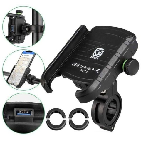 Kewig Uchwyt motocyklowy na telefon Kewig KWG-M8 z ładowarką QC 3.0 Kewig Uchwyt motocyklowy na telefon Kewig KWG-M8 z ładowarką QC 3.0