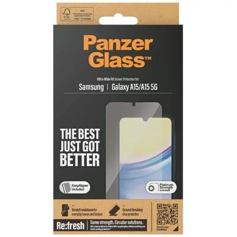 PanzerGlass Szkło hartowane do Samsung Galaxy A15 5G PanzerGlass Refresh Ultra-Wide Fit EasyAligner PanzerGlass Szkło hartowane do Samsung Galaxy A15 5G PanzerGlass Refresh Ultra-Wide Fit EasyAligner