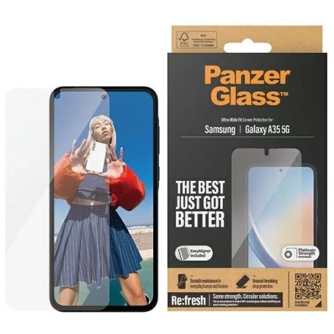 PanzerGlass Szkło hartowane do Samsung Galaxy A35 5G PanzerGlass Refresh Ultra-Wide Fit EasyAligner PanzerGlass Szkło hartowane do Samsung Galaxy A35 5G PanzerGlass Refresh Ultra-Wide Fit EasyAligner