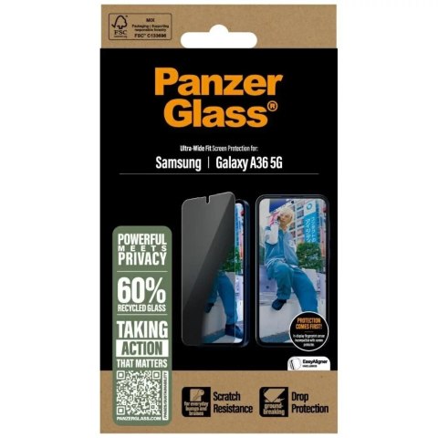 PanzerGlass Szkło hartowane do Samsung Galaxy A36 5G PanzerGlass Ultra-Wide Fit Privacy PanzerGlass Szkło hartowane do Samsung Galaxy A36 5G PanzerGlass Ultra-Wide Fit Privacy
