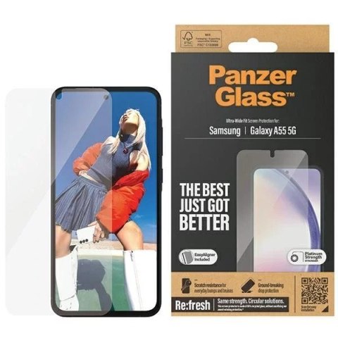 PanzerGlass Szkło hartowane do Samsung Galaxy A55 5G PanzerGlass Refresh Ultra-Wide-Fit Easy Aligner PanzerGlass Szkło hartowane do Samsung Galaxy A55 5G PanzerGlass Refresh Ultra-Wide-Fit Easy Aligner