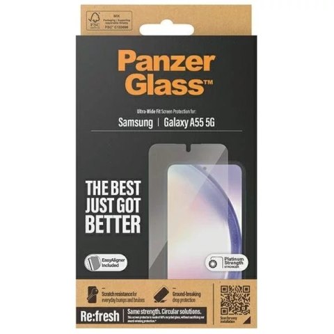 PanzerGlass Szkło hartowane do Samsung Galaxy A55 5G PanzerGlass Refresh Ultra-Wide-Fit Easy Aligner PanzerGlass Szkło hartowane do Samsung Galaxy A55 5G PanzerGlass Refresh Ultra-Wide-Fit Easy Aligner