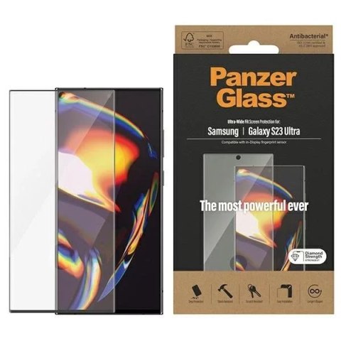 PanzerGlass Szkło hartowane do Samsung Galaxy S23 Ultra PanzerGlass Ultra-Wide Fit Antybakteryjne PanzerGlass Szkło hartowane do Samsung Galaxy S23 Ultra PanzerGlass Ultra-Wide Fit Antybakteryjne