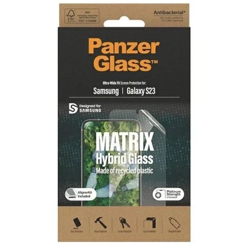 PanzerGlass Szkło hybrydowe do Samsung Galaxy S23 PanzerGlass Matrix Ultra-Wide Fit z pozycjonerem PanzerGlass Szkło hybrydowe do Samsung Galaxy S23 PanzerGlass Matrix Ultra-Wide Fit z pozycjonerem