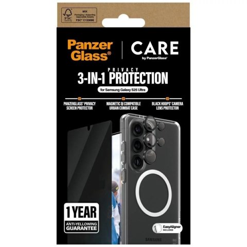 PanzerGlass Zestaw ochronny CARE by PanzerGlass 3w1 Privacy Etui + Szkło Prywatyzujące + Lens do Samsung Galaxy S25 Ultra PanzerGlass Zestaw ochronny CARE by PanzerGlass 3w1 Privacy Etui + Szkło Prywatyzujące + Lens do Samsung Galaxy S25 Ultra