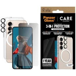 PanzerGlass Zestaw ochronny do Samsung Galaxy S25 CARE by PanzerGlass Flagship 3w1 Etui + Szkło Prywatyzujące + Lens