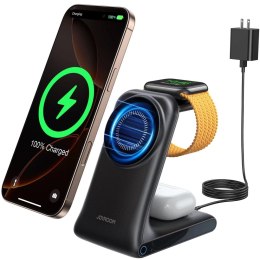 Joyroom Ładowarka bezprzewodowa Joyroom 15W 3w1 stacja ładująca z MagSafe - czarna