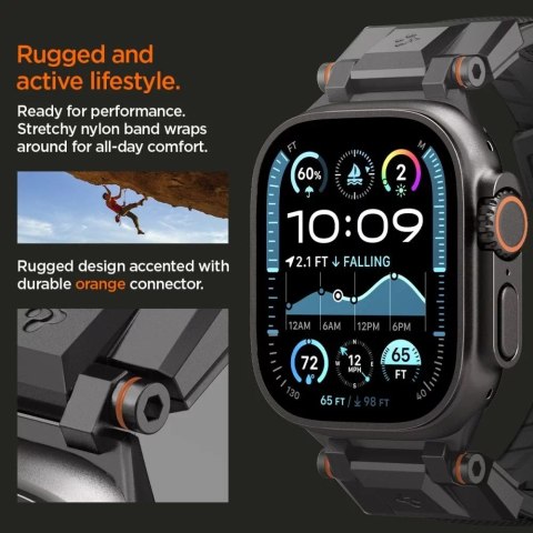 Spigen Pasek Opaska Spigen DuraPro Armor do Apple Watch 42-49mm - Czarny Black Edition Spigen Pasek Opaska Spigen DuraPro Armor do Apple Watch 42-49mm - Czarny Black Edition
