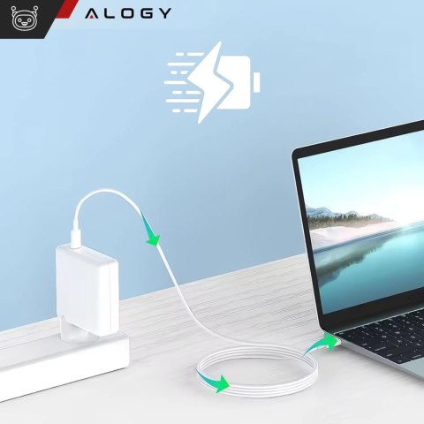 Alogy Ładowarka Zasilacz do Apple MacBook Alogy Universal Charger Kabel 2m USB-C do USB-C Szybkie ładowanie PowerDelivery PD 61W Biały Alogy Ładowarka Zasilacz do Apple MacBook Alogy Universal Charger Kabel 2m USB-C do USB-C Szybkie ładowanie PowerDelivery PD 61W Biały