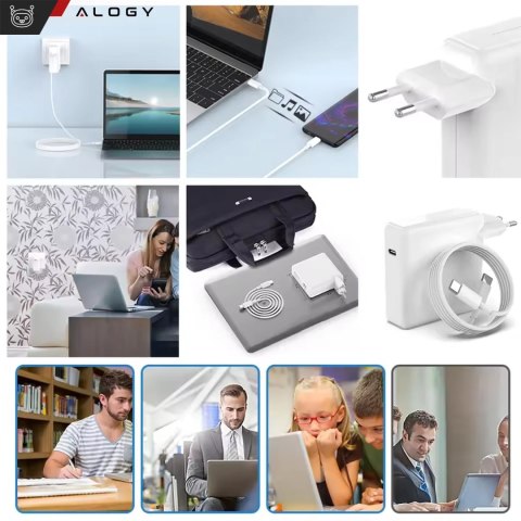 Alogy Ładowarka Zasilacz do Apple MacBook Alogy Universal Charger Kabel 2m USB-C do USB-C Szybkie ładowanie PowerDelivery PD 61W Biały Alogy Ładowarka Zasilacz do Apple MacBook Alogy Universal Charger Kabel 2m USB-C do USB-C Szybkie ładowanie PowerDelivery PD 61W Biały