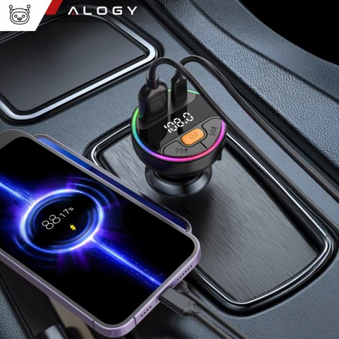 Alogy Transmiter samochodowy z Ładowarką Alogy PowerTune USB-A USB-C szybkie ładowanie PowerDelivery PD30W Quick Charge QC3.0 Czarny Alogy Transmiter samochodowy z Ładowarką Alogy PowerTune USB-A USB-C szybkie ładowanie PowerDelivery PD30W Quick Charge QC3.0 Czarny